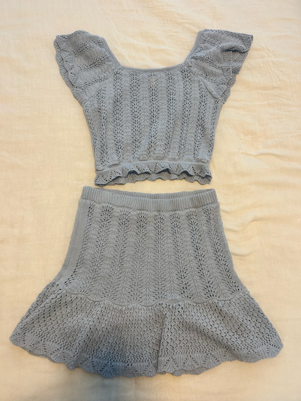 NWOT Light Blue Knit Top & Skirt Set